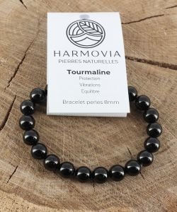 Bracelet Tourmaline Noire perles 8mm, 1 part